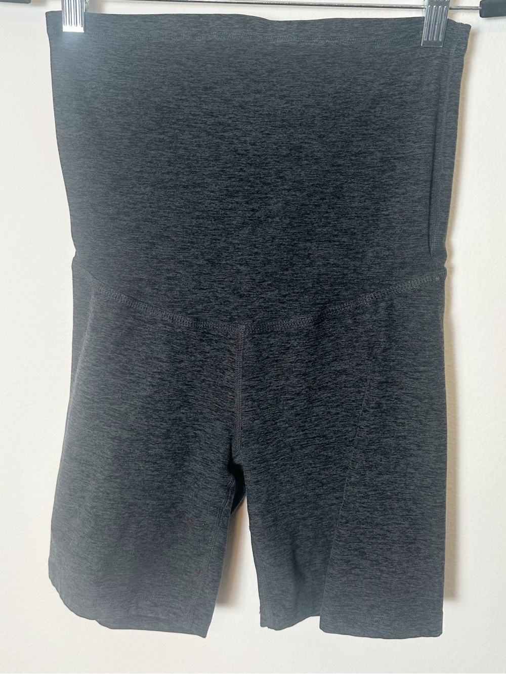 Beyond The Bump Spacedye Maternity Biker Short Charcoal Grey Black Heather M